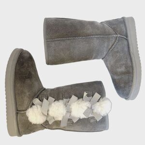 Koolaburra by Ugg Women's Victoria' Boots Grey Bow Shearling Coquette Size 5